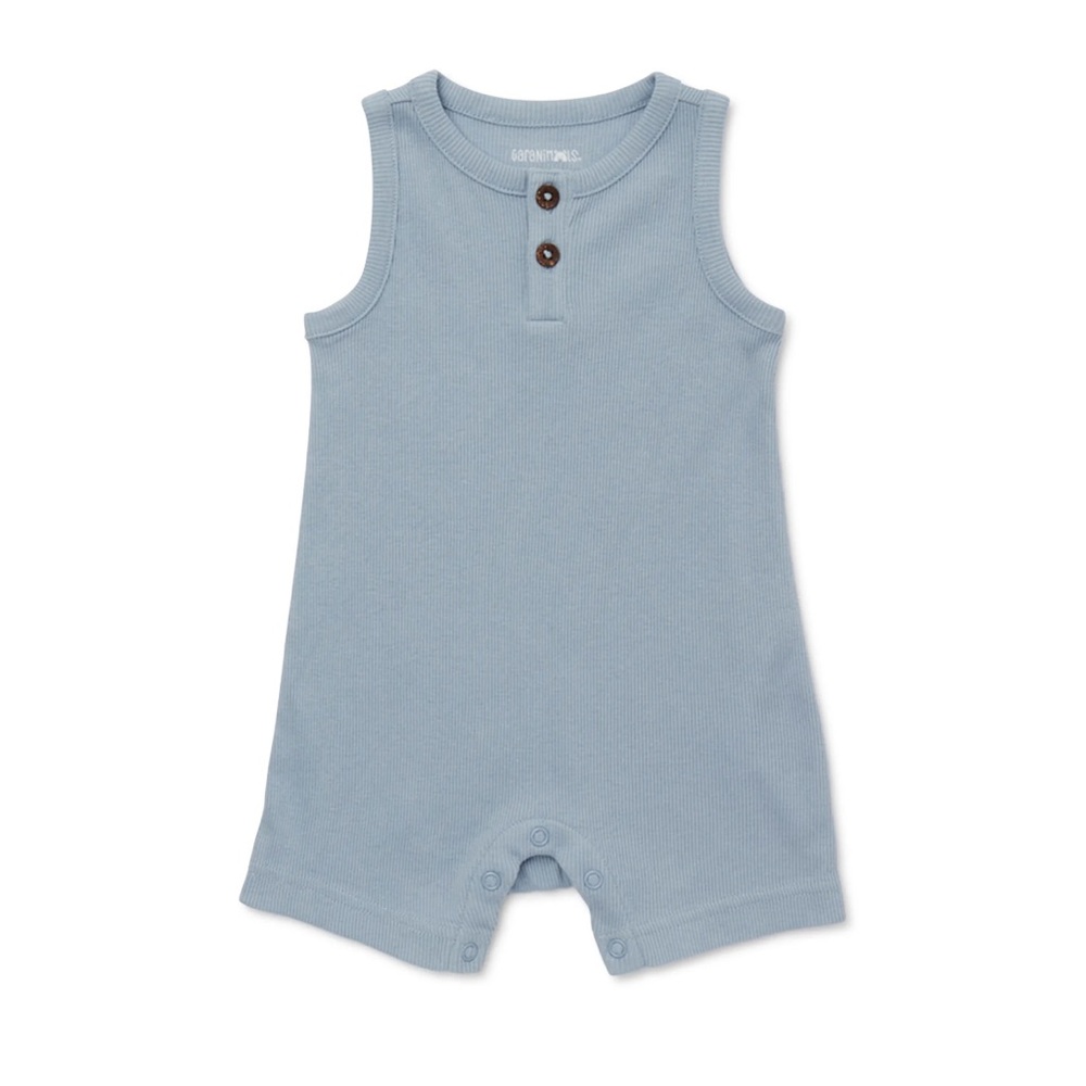 NWT Baby Boy Solid Tank Henley Romper, Size 0-3 months